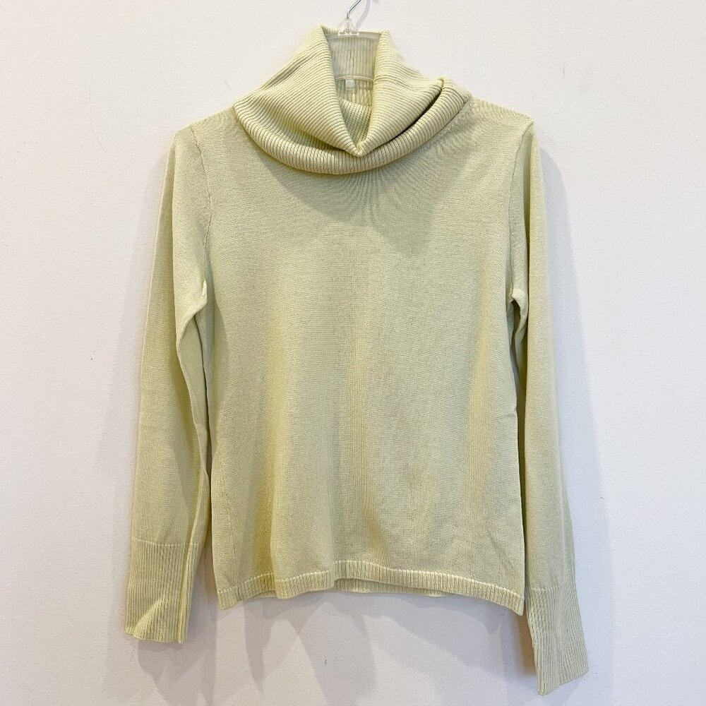 Banana Republic Sweater Womens Medium Green Turtleneck Merino Wool Long Sleeve